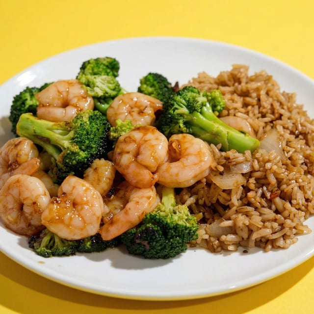 #C. Shrimp with Broccoli.